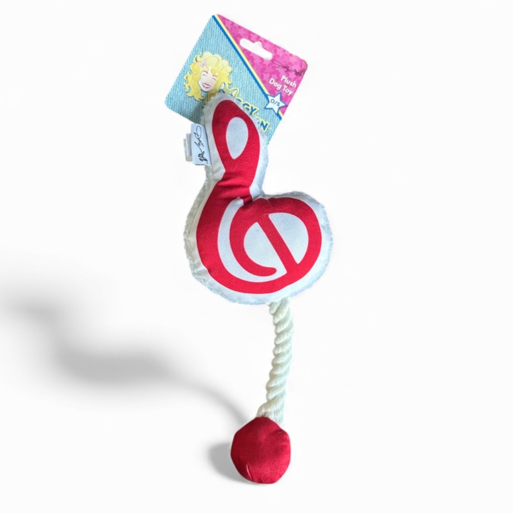 Dolly Parton musical note rope plush dog toy NEW
